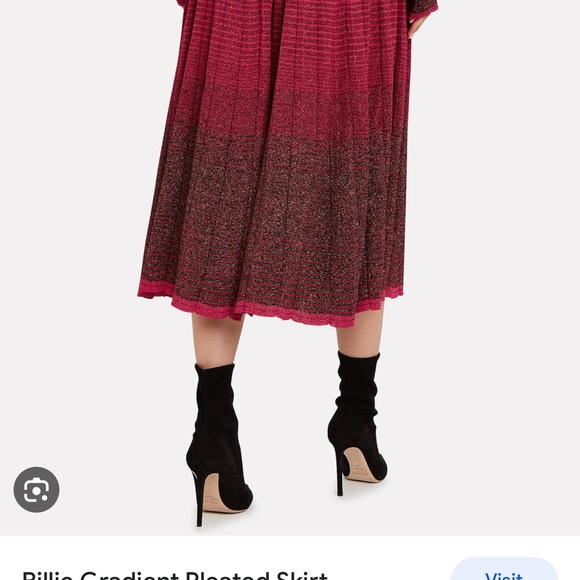 the Billie skirt is a pleated midi style in gradient metallic with the top - Picture 3 of 5